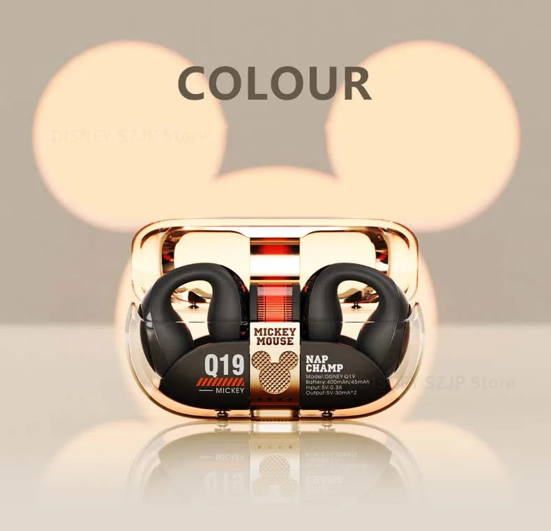 Disney Q19 Clip-On Wireless Earphones High Quality HIFI Sound Headphones Earclip Noise Canceling Gaming Sports Bluetooth Headset