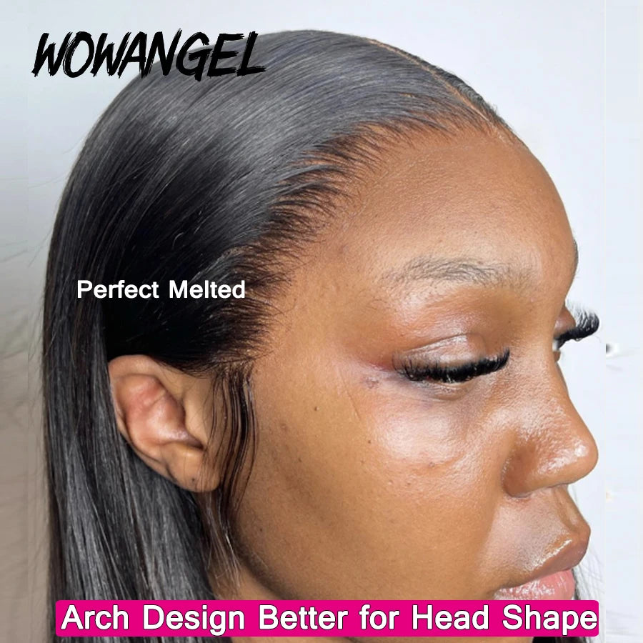 Wow Angel Skinlike Glueless Wigs 13x6 HD Lace Front Wigs Melt Skins 250% Straight Hair Pre Plucked Human Hair Wigs For Woman