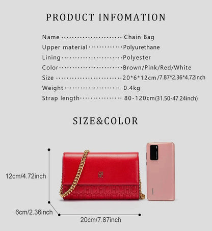 Classic Solid Color Exquisite Craftsmanship Light Luxury Design New 2024 Chain Bag Letter Element Women's Crossbody Bag