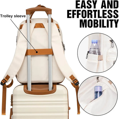 Luggage Set 4 Piece Luggage Set ABS hardshell TSA Lock Spinner Wheels Luggage Carry on Suitcase WHITE-BROWN, 6 piece set