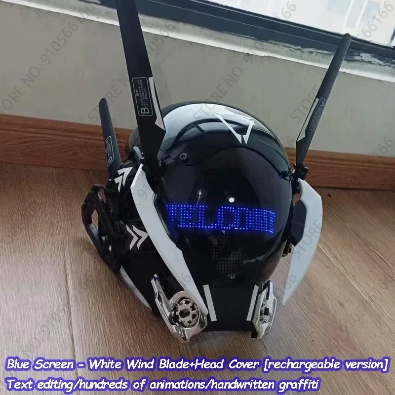 Cyberpop Punk Mask Light Up Rolling Subtitles Screen Mask Cosplay Mech Soldier Technology App Control Helmet Role Play Xmas Gift