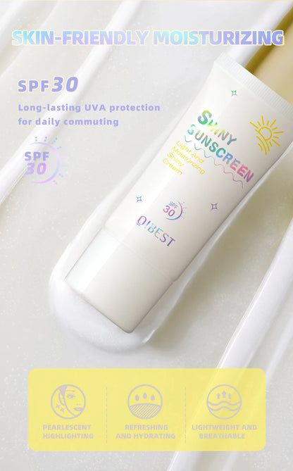 QIBEST Pearlescent Body Sunscreen Whitening Sun Cream Protective Cream Oil-Control Moisturizing Makeup Shimmer Primer Brightens