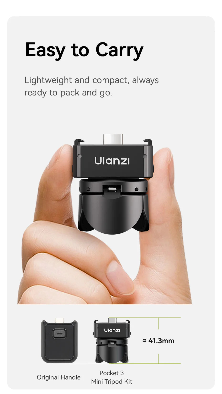 Ulanzi PK-08|PK-11 Pocket 3 Mini Tripod Kit Built for DJI Osmo Pocket 3 for Travel Vlog Video Recording