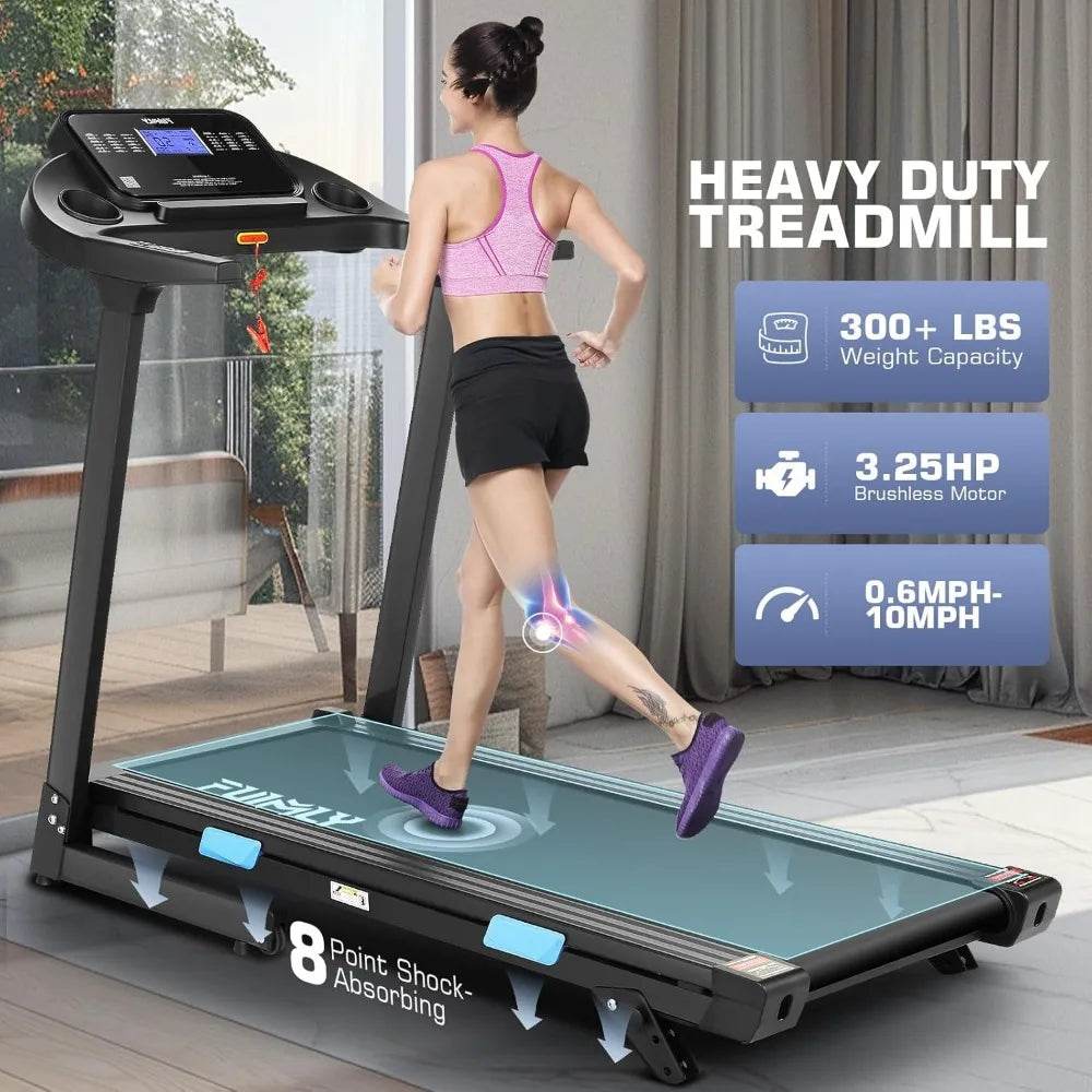 3.25HP Treadmill with Incline for Home, 300lb Capacity Foldable Shock Absorbent/Smart App/36 Preset Programs/18 x51 Running Belt - MarvelouStoree