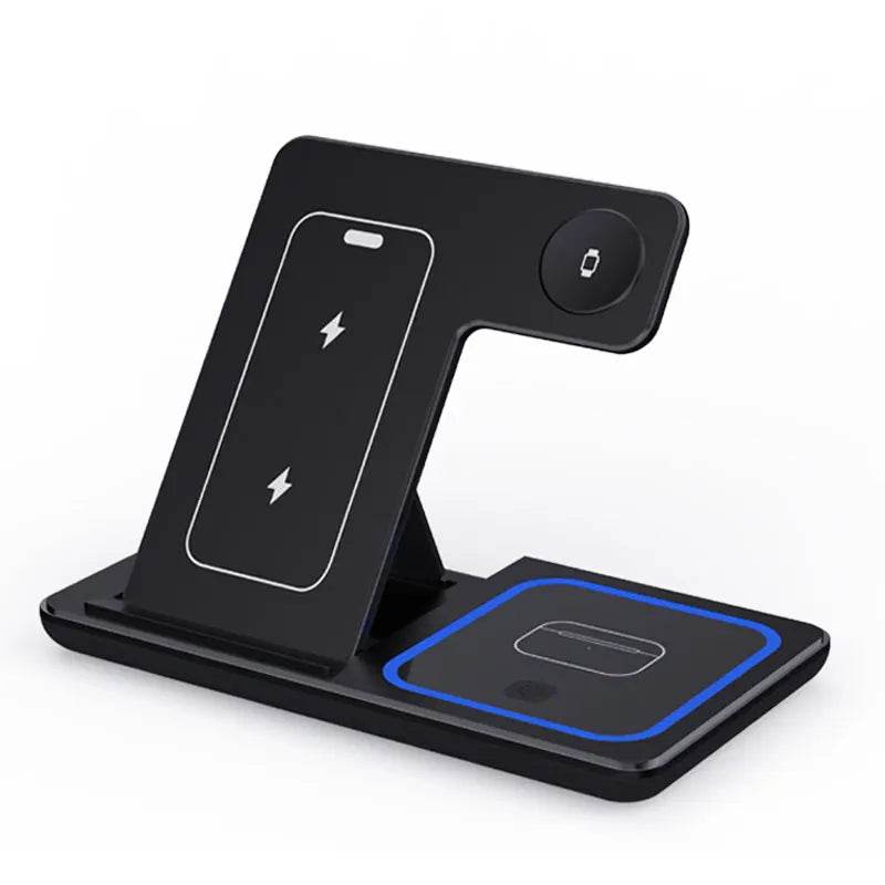 30W LED Fast Wireless Charger Stand 3 in 1 Foldable Charging Station For iPhone 15 14 13 12 11 Apple Watch 9 8 7 6 5 Airpods Pro - MarvelouStoree