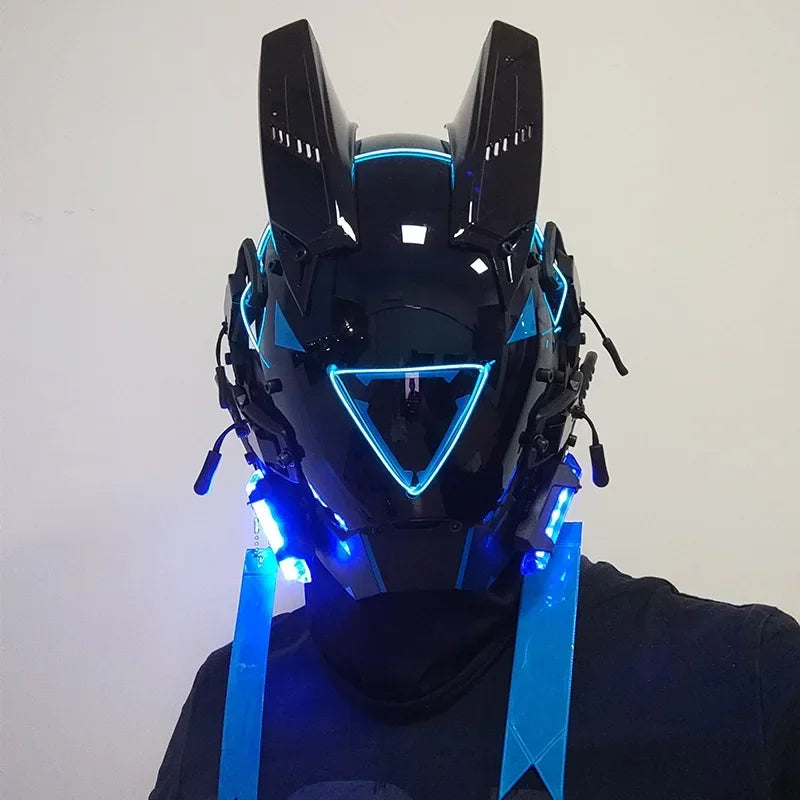 CyberPunk Mask M-Clasp Night City LED Festival White Armoured Cosplay Stage Property SCI-FI Halloween Party Gifts For Adults