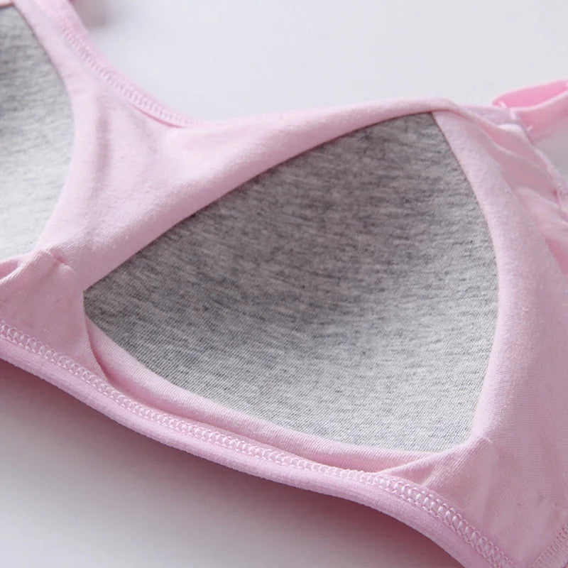 4pcs/set Teenage Girls Small Bras 10-16T Young Children Underwears Student Girls Solid Color Kid Sports Training Bra Padded Vest