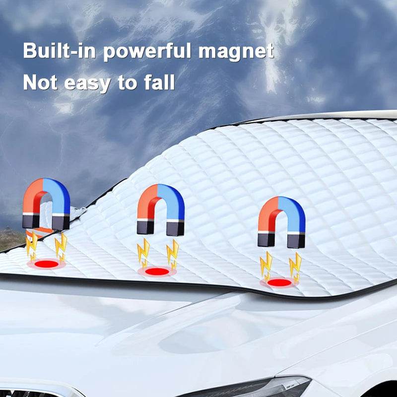 SEAMETAL Car Windshield Snow Shield Cover Sun Protection Dual Use Magnetic Front Window Snow Cover Thickened Sunshade Protector - MarvelouStoree