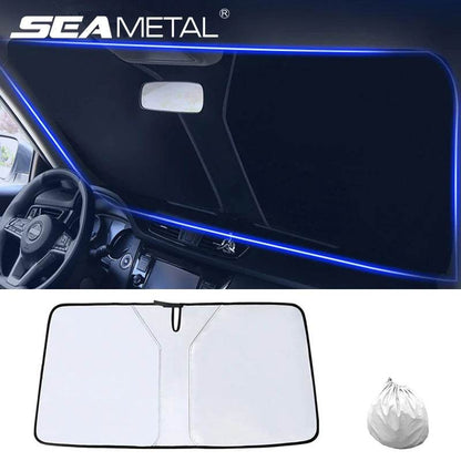 SEAMETAL Car Windshield Sun Shade Cover Front Window Sun Visor Protection Foldable Car Curtains for Summer Cooling UV Refletive - MarvelouStoree