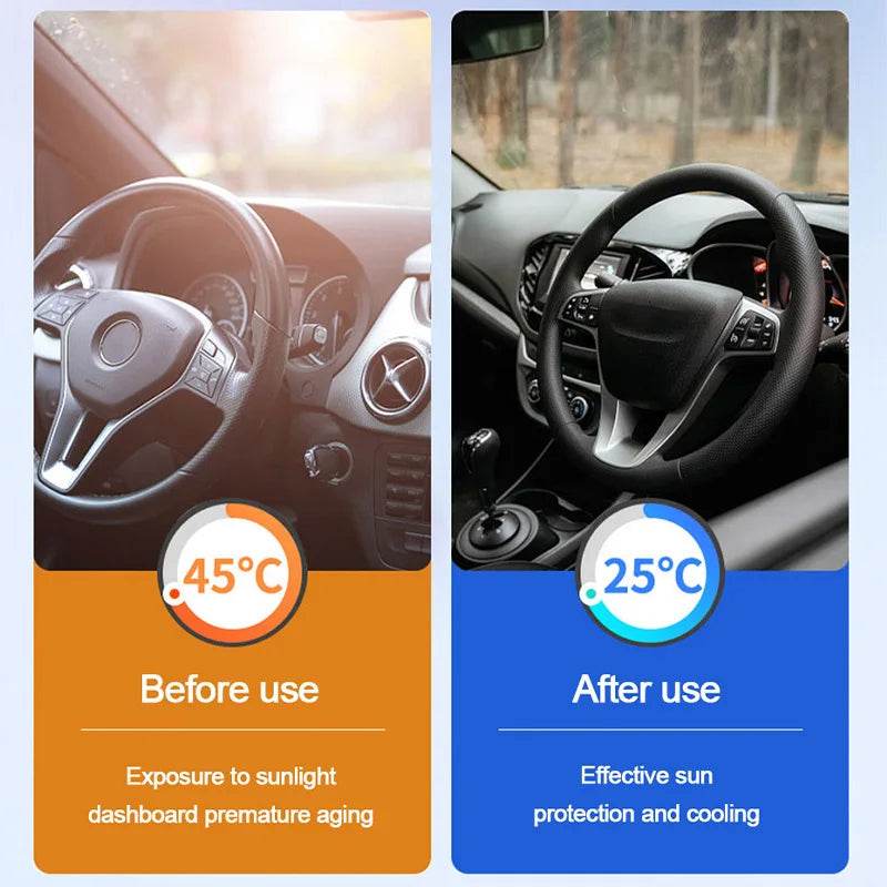 SEAMETAL Car Windshield Sun Shade Cover Front Window Sun Visor Protection Foldable Car Curtains for Summer Cooling UV Refletive - MarvelouStoree