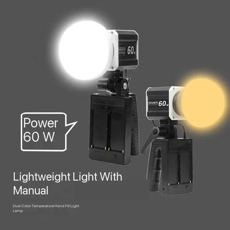 SHUNYI LED Video Light 60W COB Photography Light 2800K-6800K for Live Streaming Home Studio Comercial Photography