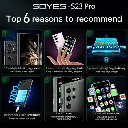 SOYES S23 Pro Ultra-thin Smartphone 2GB RAM 16GB ROM Android8.1 Dual SIM Standby 1000mAh 3G Network Compact Mobile Phone - MarvelouStoree