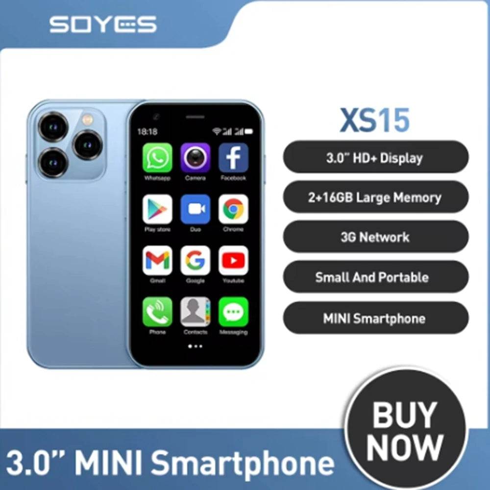 SOYES XS15 Android 8.1 2GB+16GB Mini Smartphone 3.0 Inch Mini Phone 3G Network Child Phone Quad Core - MarvelouStoree