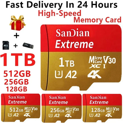 Original 2TB Memory Card 128GB U3 V30 4K Micro TF Mini SD Card 1TB Memory Flash Card 512GB For Phone/Camera/MP3/MP4 2024 New