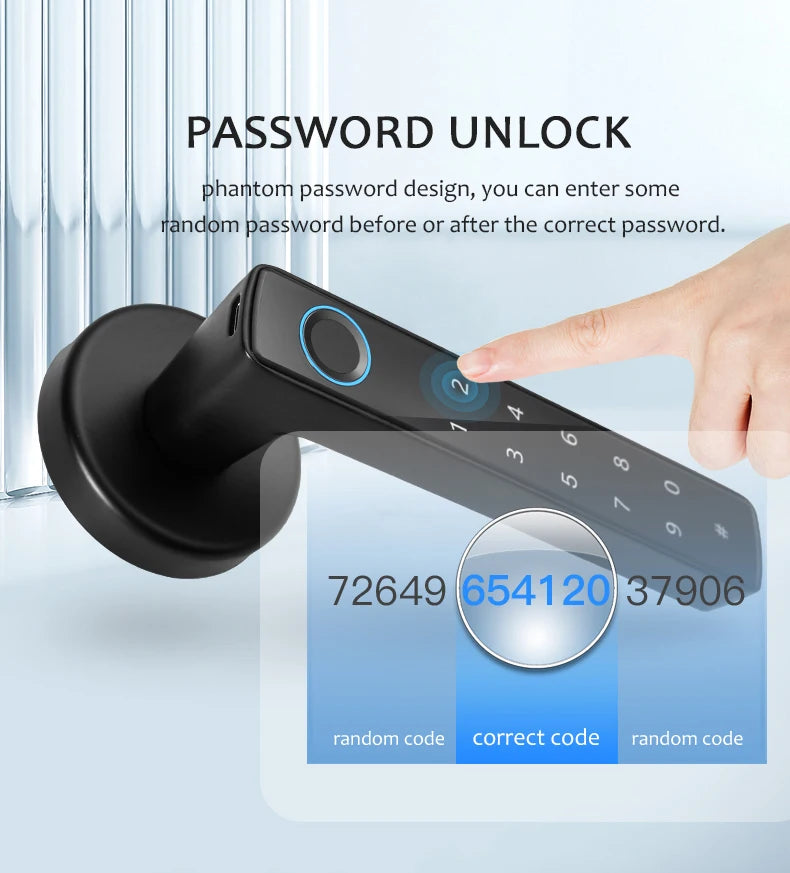 Tuya Smart Fingerprint Door Lock knob Bluetooth Wireless Digital Door Lock Keyless Entry Door Lock Home Security Remote Lock