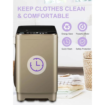 Full-Automatic Washing Machine, 25 lbs Portable Washer 10 Wash Program & 8 Water Level Drain Pump Ideal for Camping, Apartment