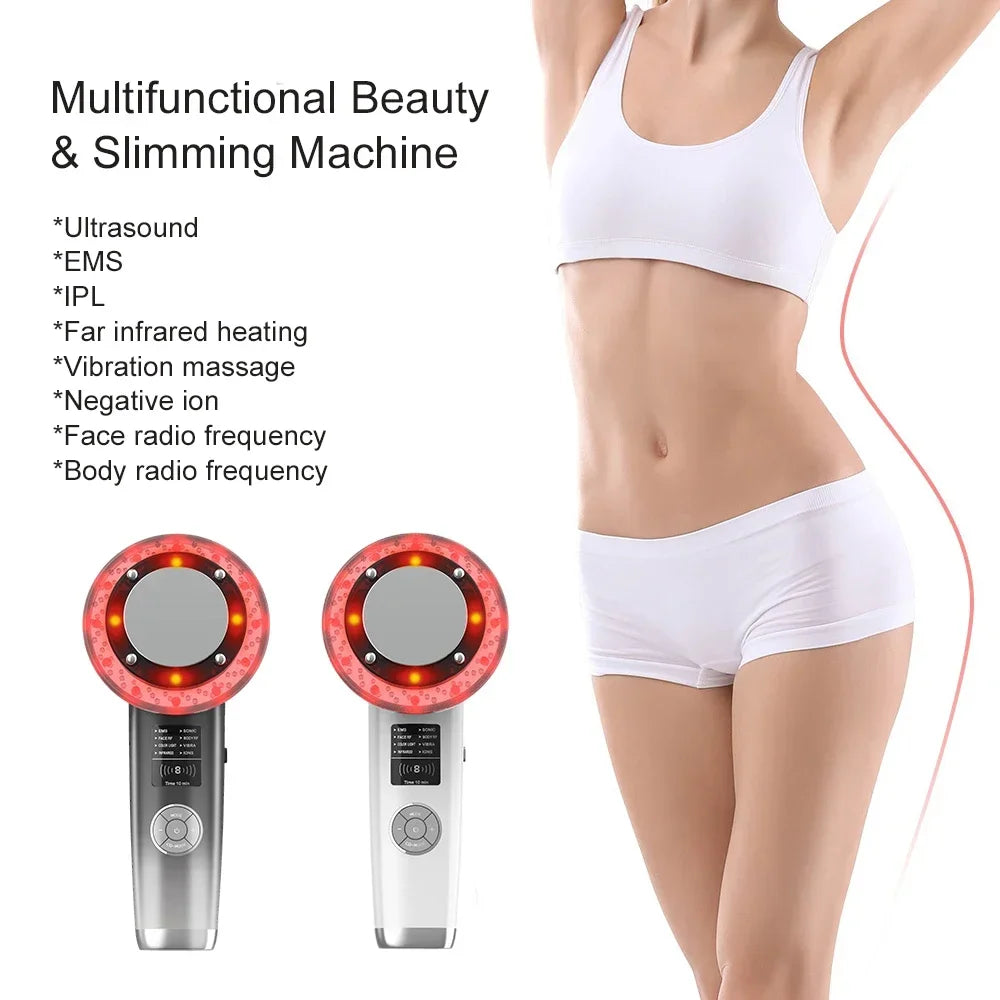 8 In 1 Ultrasound Cavitation Body Slimming Massager Weight Loss Anti-Cellulite Galvanic Infrared EMS LED Light Fat Burner Device