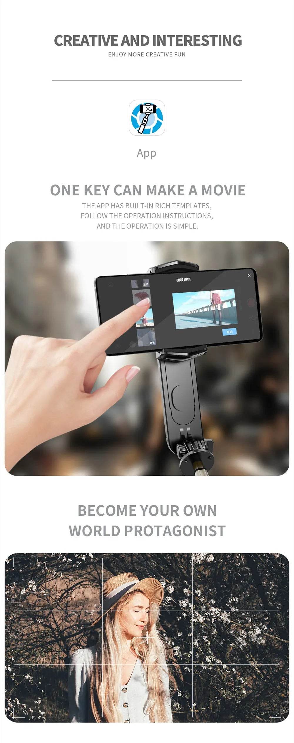 Handheld Gimbal Stabilizer Selfie Stick Tripod with Removable Fill Light Wireless Remote Portable Phone Stand Holder - MarvelouStoree