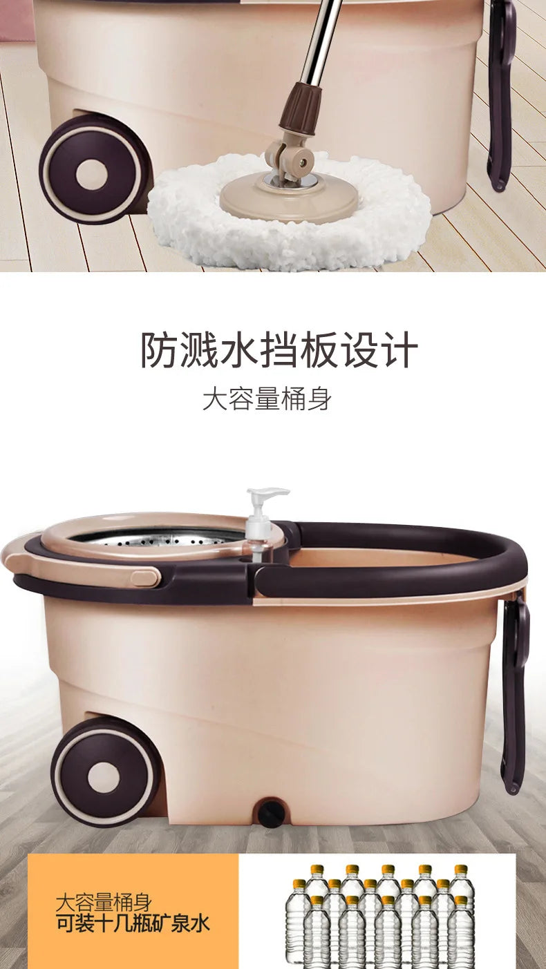 Hand-washable Dual-drive Mops Household Suspension Bucket Mop Self-twisting Water Round Head Rotary Set for Wash Floor