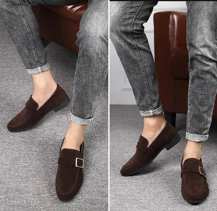 Spring New Mens Casual Business Shoes Loafers Men Dress Shoes Faux Suede Driving Shoes Fashion Formal Shoes for Men Sneakers