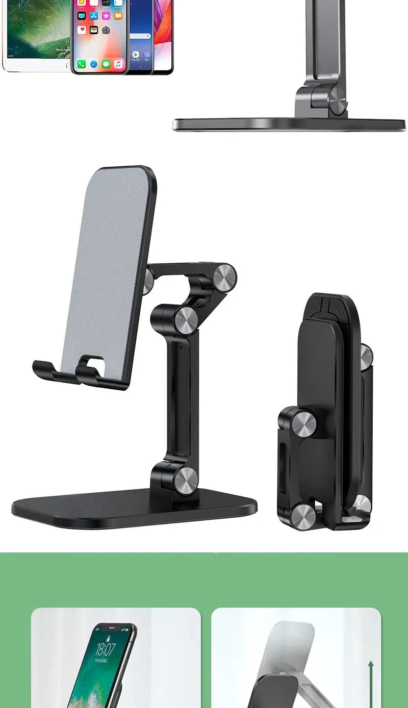 Three Sections Foldable Desk Mobile Phone Holder For iPhone for iPad Tablet Flexible adjustable Lazy phone holder ABS material