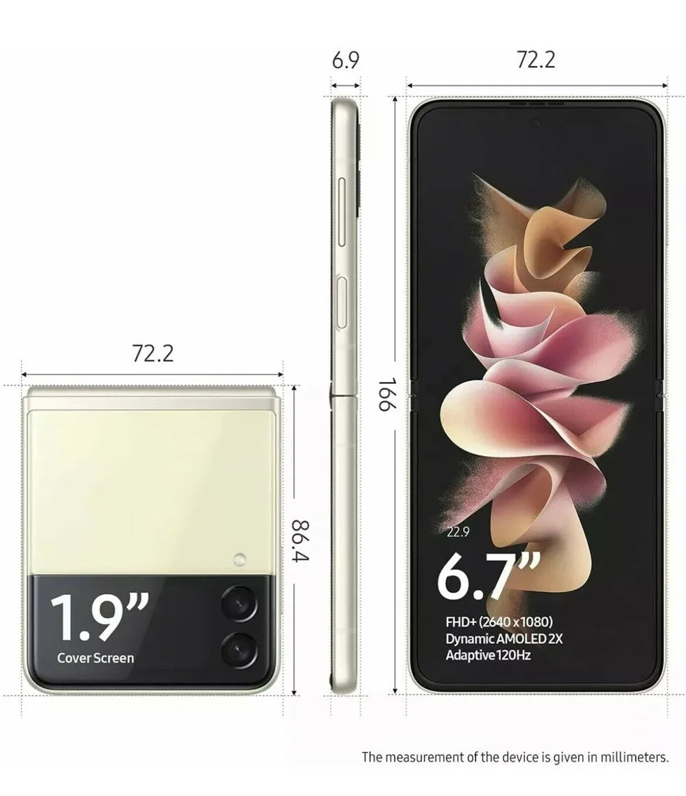 Samsung Galaxy Z Flip 3 Z Flip3 5G F711U1 F711N Original 6.7" AMOLED NFC Snapdragon Unlocked Foldable 98% New Cell Phone