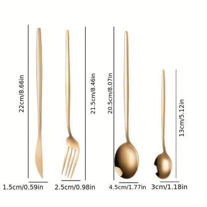 4Pcs Golden Cutlery Set Stainless Steel Knife Fork Spoon Tableware Flatware Set Festival Kitchen Dinnerware Gift