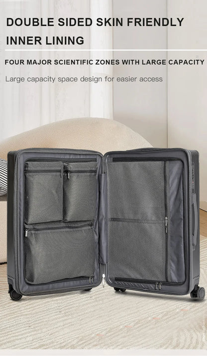 sushimu Suitcase Wide Handle Travel Suitcase Men 20 24 26 Carry-On Luggage Women PC Trolley Case Can expand capacity