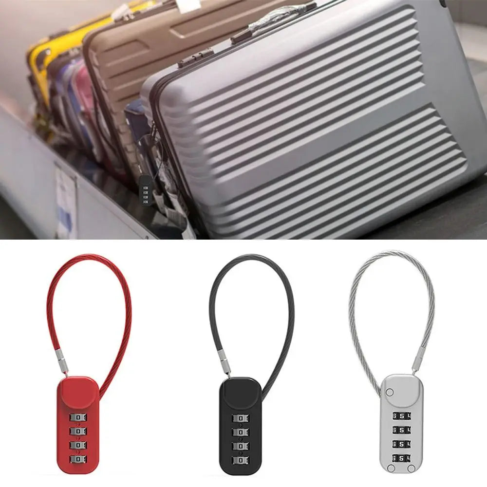 Zinc alloy 4 Digit Password Lock Portable Anti-theft Wire Rope Dormitory Cabinet Lock Padlock Luggage Combination Lock Home