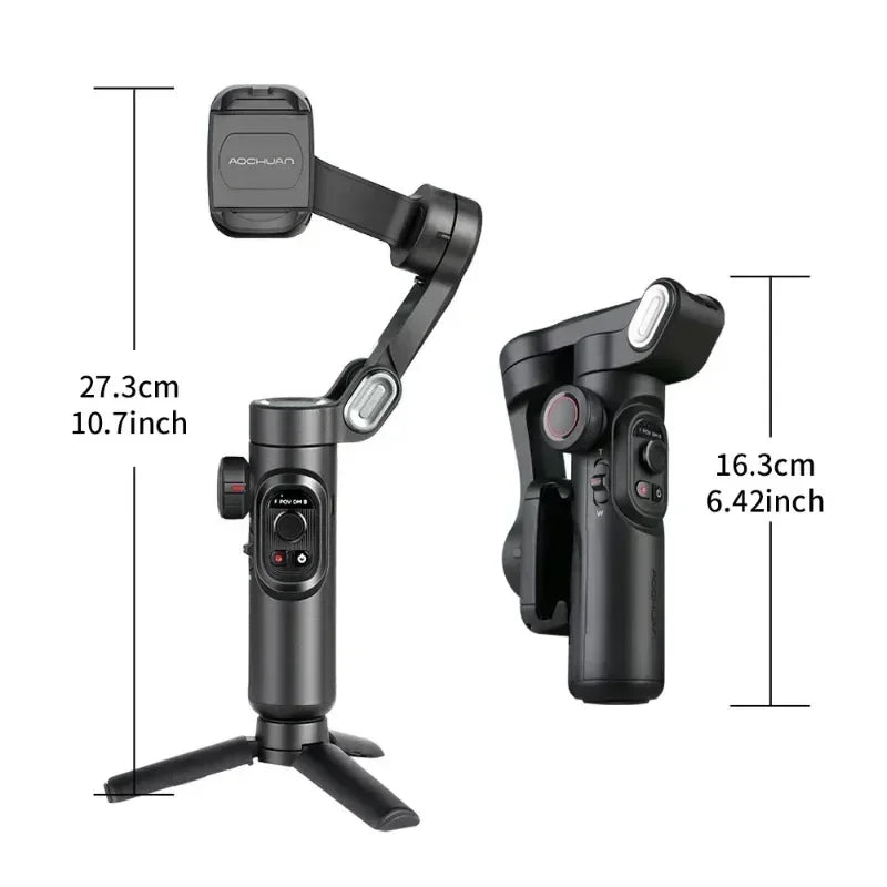 VIKEFON 3-Axis Handheld Gimbal Stabilizer for Smartphone with Fill Light for iPhone Android Face Tracking Tiktok Vlog Smart XE