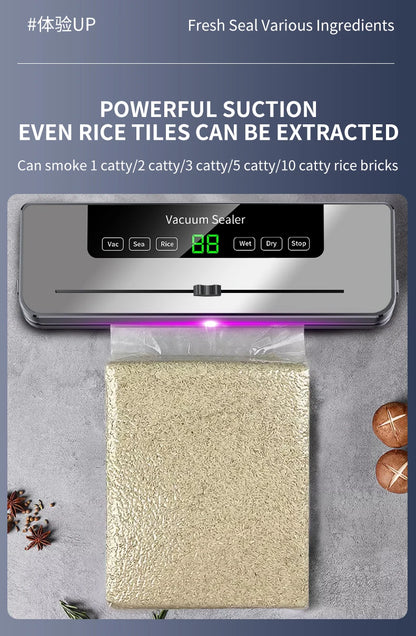 Electric Vacuum Sealer Built-in Cutter Kitchen Food Storage Seal Touch Button Dry/Wet Food Package Sealer Kitchen Vacuum Sealer