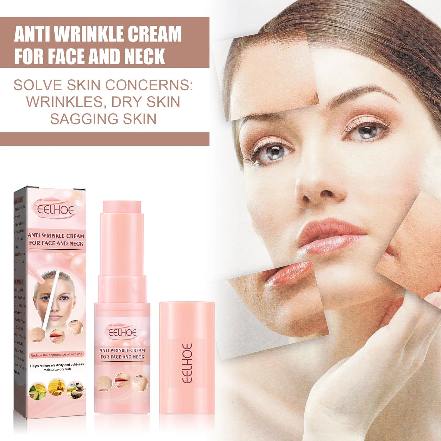 EELHOE Anti Aging Cream Collagen Facial Firming Wrinkle Remover Cream Stick Neck Lighten Fine Line Nourish Moisturize Skin Care