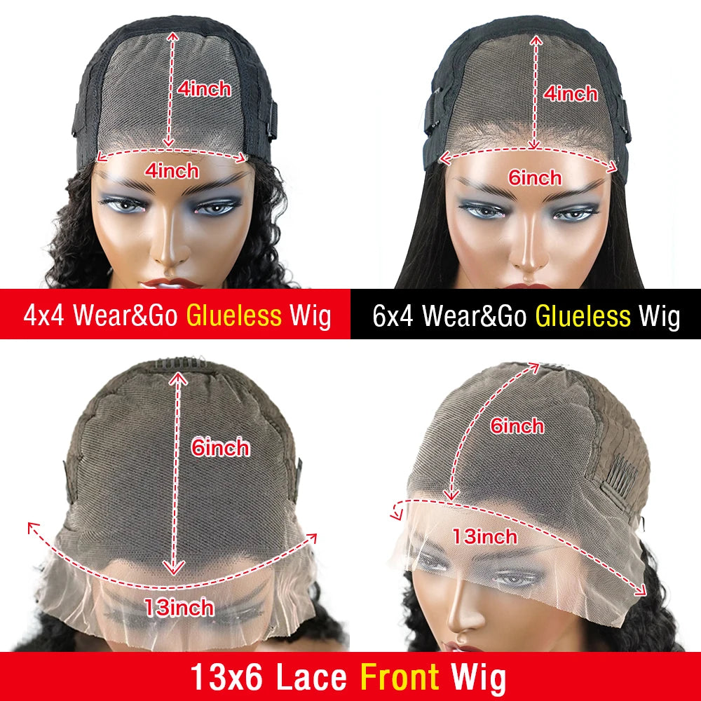 Pre Cut Glueless Wigs Human Hair Ready To Wear And Go Preplucked Straight 13x6 HD Lace Frontal Wig Human Hair For Women 100% 200