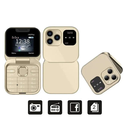 2024 New Mini Flip Mobile Phone Portable Foldable Large Screen Display Phone Blacklist Speed Dial Vibration 2SIM Card Phone