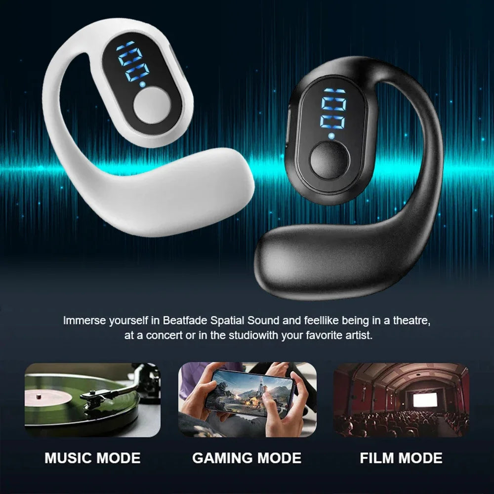 Bluetooth Earpiece V5.3 Wireless Handsfree Headset with Mic Single Earphone for iPhone Android Samsung Laptop Sports Headphone