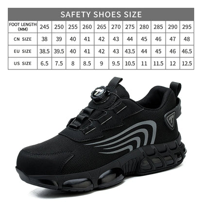 Rotary button new safety shoes for men, anti-impact and anti-piercing work shoes, fashionable men's sports shoes, and safety pro