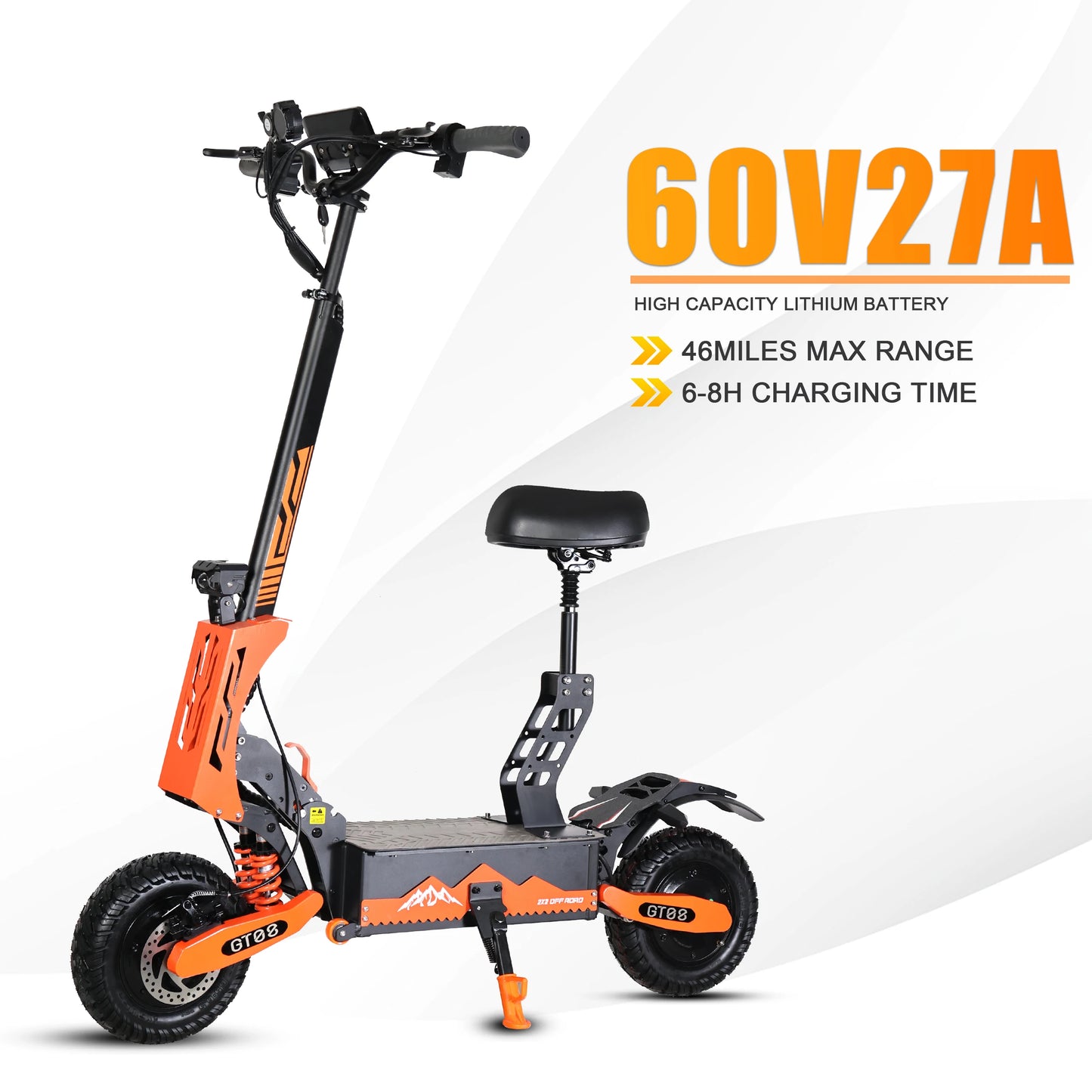 Arwibon 5600W Adult Electric Scooter Dual Motor Top Speed 50MPH,60V27AH, 11-inch Off-Road Tires Sport Folding eScooter with Seat