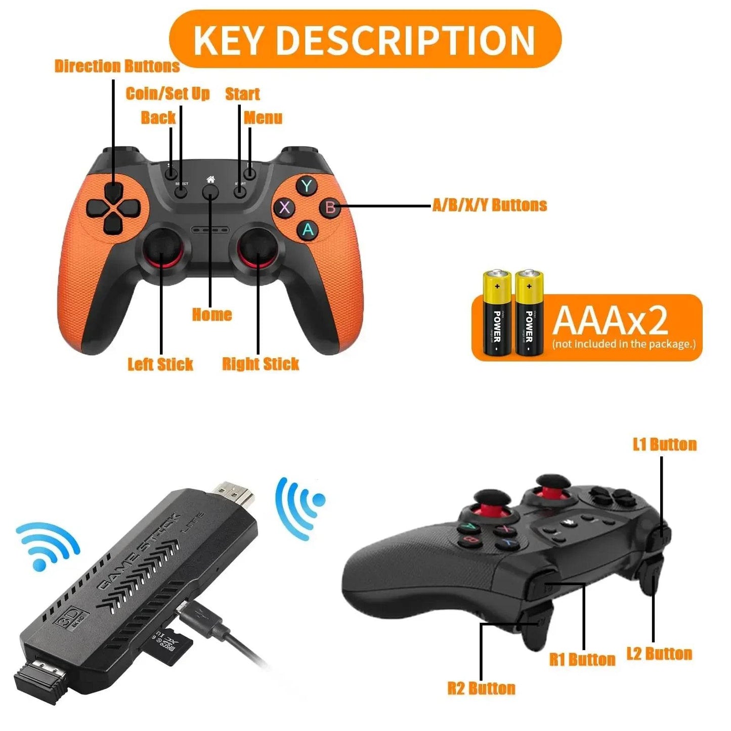 X2 Ultra Video Game Stick Console Or ONLY 2.4G Double Wireless Controller 4K HD30000 Games 128G Retro Games Christmas Gift - MarvelouStoree