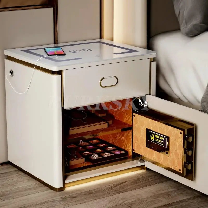 Bedside Table For Living Room Smart Ctorage Cabinet Modern Furniture Bed Side Safe For The Bedroom With Wireless Charging