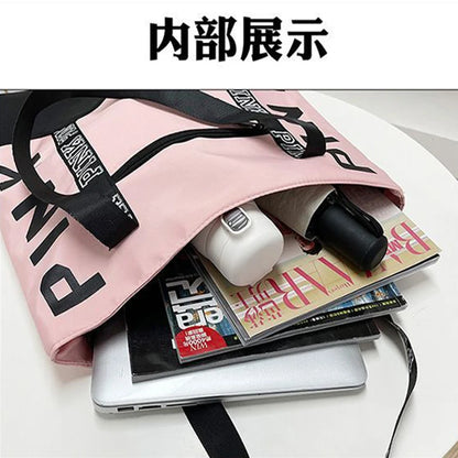 2024 New Korean Fashion Shoulder Bag Trend Letter Bag Printed Bag Color Contrast Letter Strap Handbags Large Capacity Tote