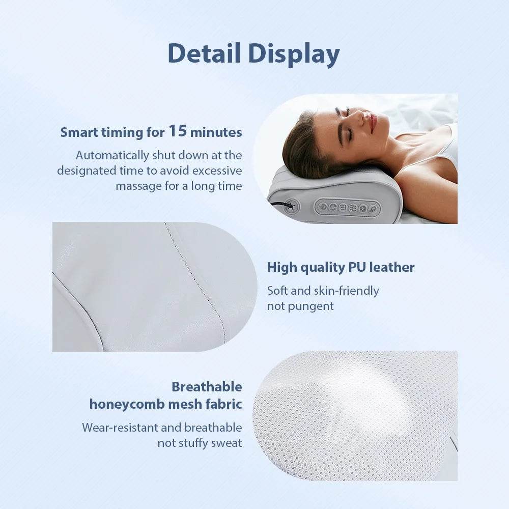 Electric Pillow Massager Neck Shoulder Massage Pillow Waist Back Kneading Massage Cushion Head Massager Neck Cervical masajeador