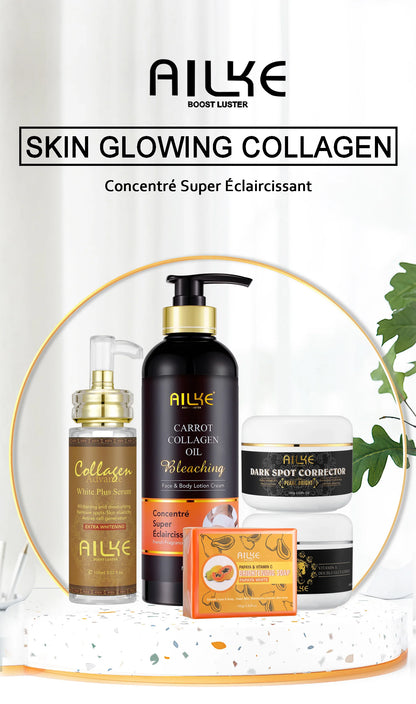 AILKE Collagen Women Skin Care, Moisturizing, Smoothing, Whitening, Youther, Removing Freckle & Spot, Skin Glowing 5 In 1 Kit