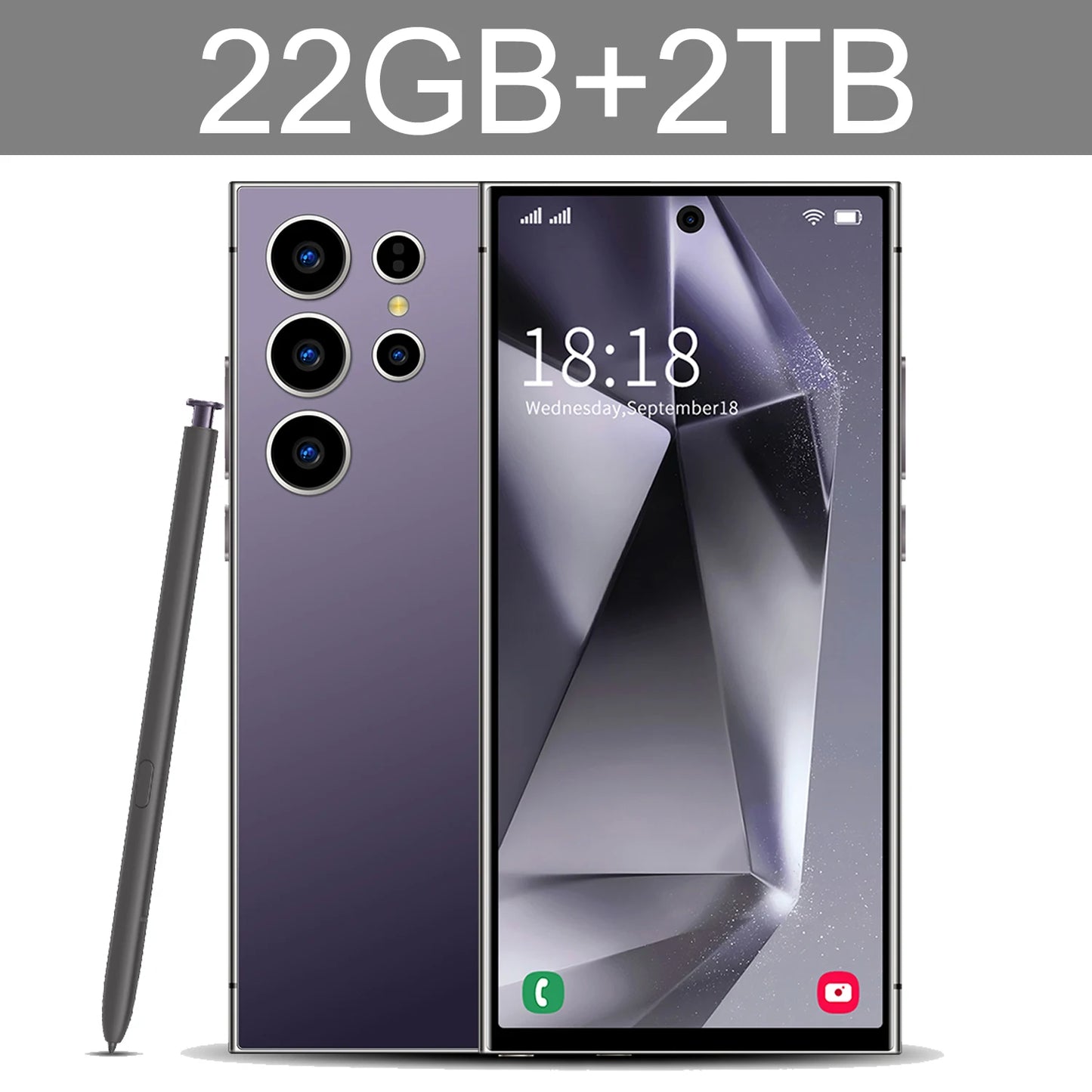 S24 Ultra Smartphone 5G Original 7.3 Inch HD Screen Dual Sim 8000mAh Battery 108MP Camera Android Global Version CellPhones Case