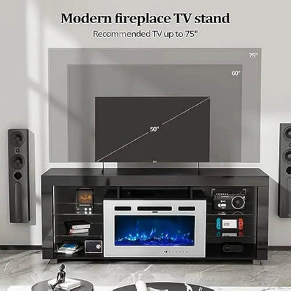 Electric Fireplace TV Stand for TV up to 75 Inches Entertainment Center with 1400W Fireplace - MarvelouStoree