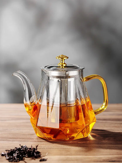 Glass Teapot with Infuser Heated Resistant Container for Flower Tea Herbal Pot Clear Tea Kettle Home Coffee Glass Teaware