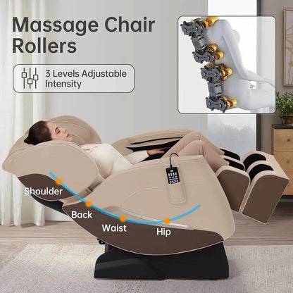 Full Body Zero Gravity Massage Chair with Auto Modes, 8 Fix Point Rollers, Bluetooth, Foot Massage= - MarvelouStoree