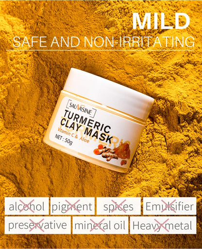 Turmeric Mud Mask Facial Purification Deep Cleansing Brightening Oil Control Beauty Anti-Acne Skincare Facial Mud Mask