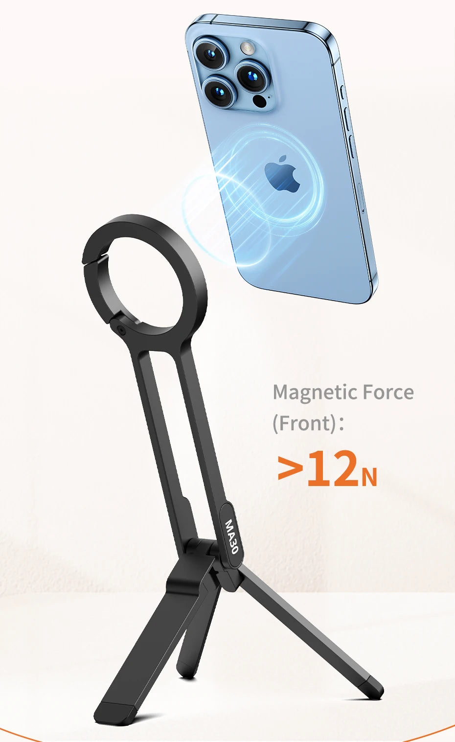 Ulanzi MA30 Carabiner-Mounted Phone Tripod Dual-sided Magnetic Phone Holder for Video Light Outdoor Travel Vlog Livestreaming