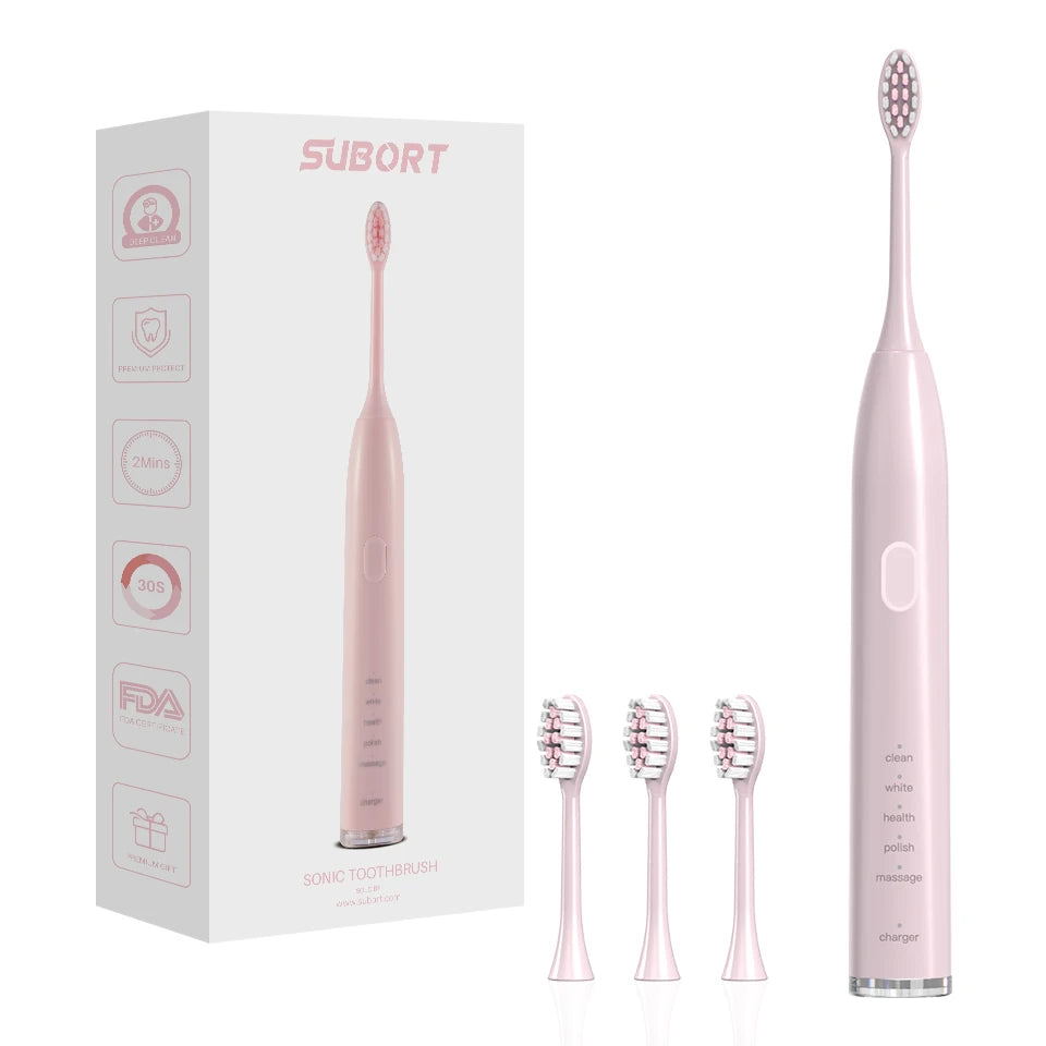 SUBORT S2 Sonic Electric Toothbrush for Men Women Houseehold Whitening IPX7 Waterproof Toothbrush Ultrasonic Auto Tooth Brush