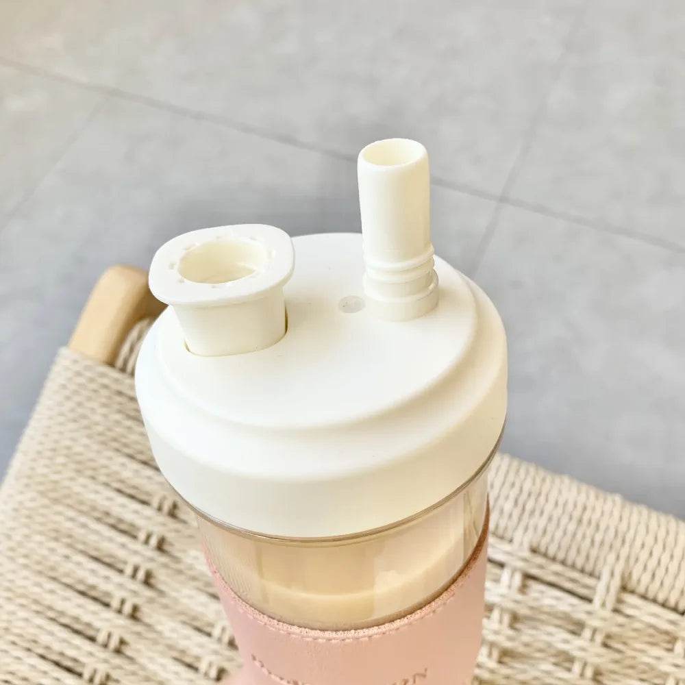 850ML Cute Pearl Milk Tea Straw Plastic Water Bottle with Cup Cover Women Large Capacity Juice Boba Milk Cup Drop-proof - MarvelouStoree